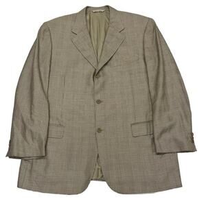 Canali Mens 44R Brown Houndstooth Check Silk Wool Cashmere Sport Coat